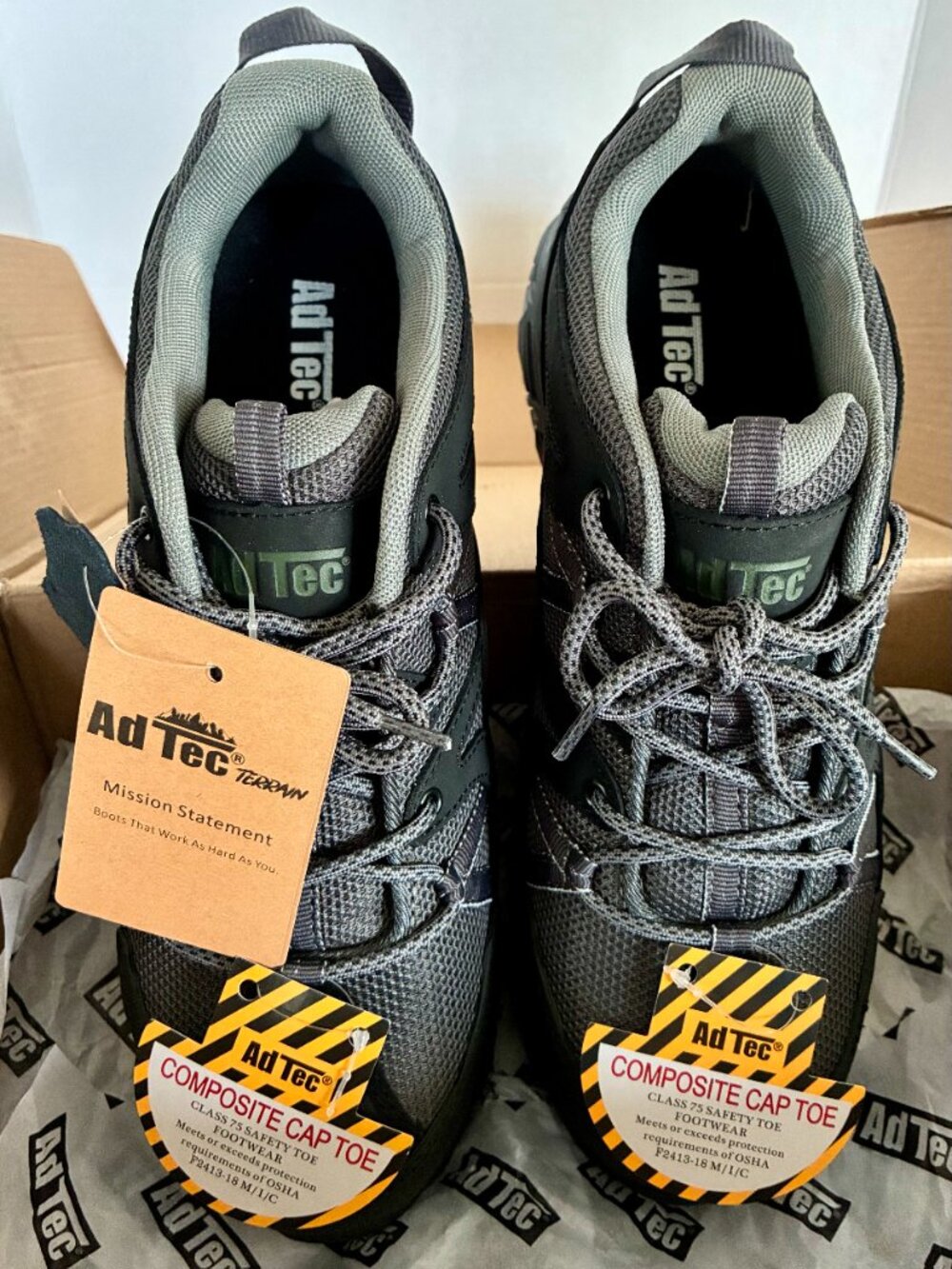 AdTec Terrain - Work\Hiker Cap Toe Boots - Black\Grey - Mens 9.5 - KT1006 - NEW